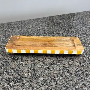 Striped yellow Wooden serving Tray